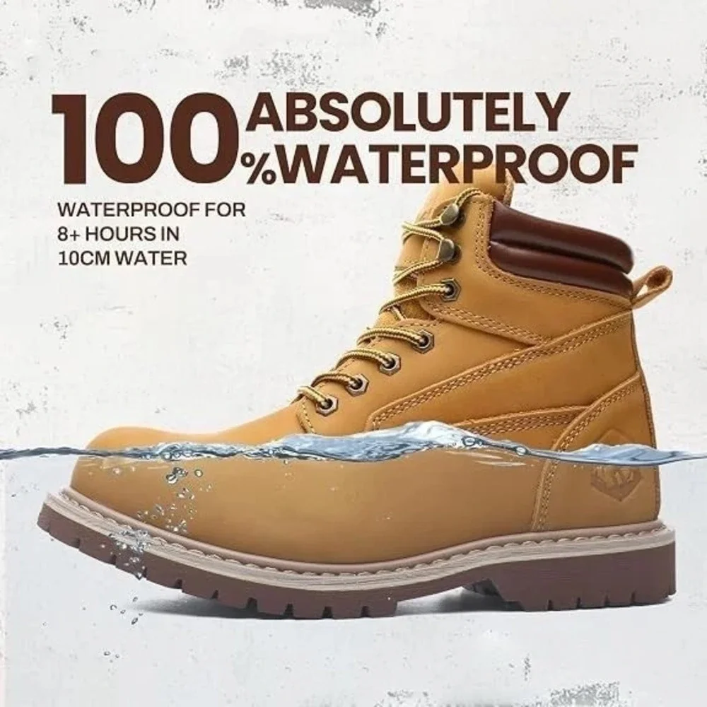 NEW Toughsteps Mens Steel Toe Work Boots 6 Inch Waterproof Leather Safety Shoes